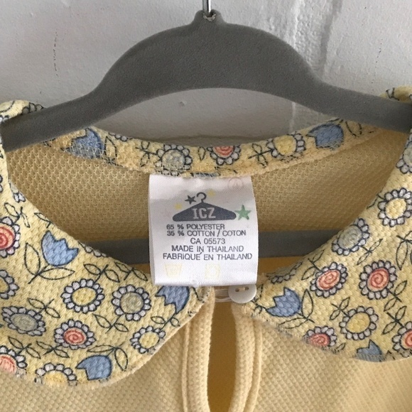 Vintage Floral Embroidered Top - Girl Butter yellow Size 4 - Picture 2 of 3